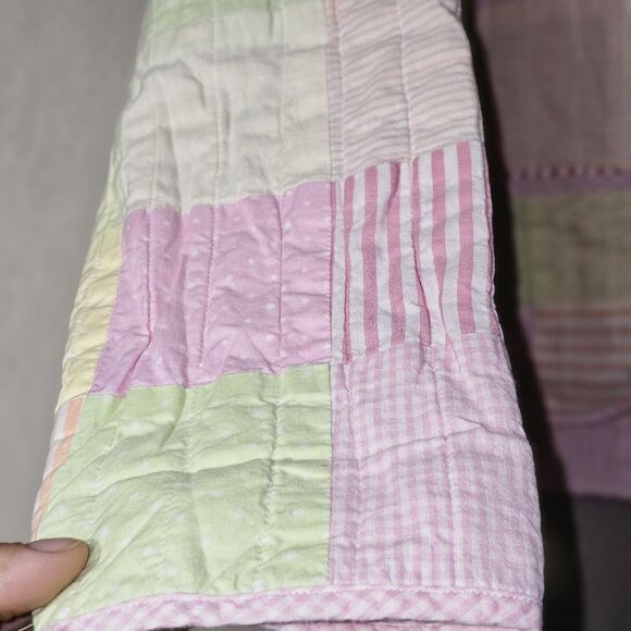 Handmade Quilted Patchwork Feeding Jacket Women's Size Medium Pink Pastel Green - Picture 7 of 16